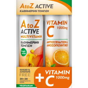 H/AID Eff. A to Z Active 20tabs CΟΜΒΟ PACK Vit. C1000mg Orange 20tabs